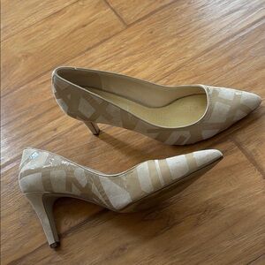 Elegant Beige Patterned Heels